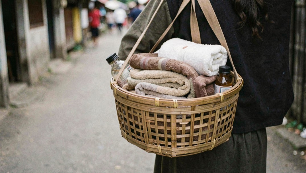 陽射しに湯気を蒸らす芽吹きの始まった湯処の春季午前